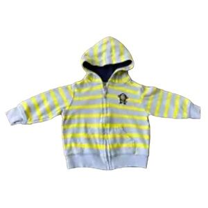 Carter’s 6 Month Hoodie, Baby Boy, Gray/Yellow, Striped, Monkey/Banana, EUC